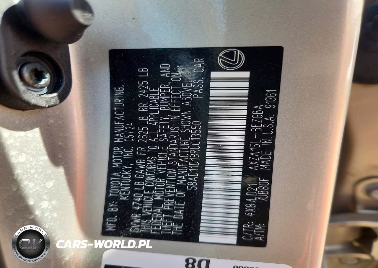 2024 Lexus Es 250 Base VIN:58AD11D18RU013550 - 13