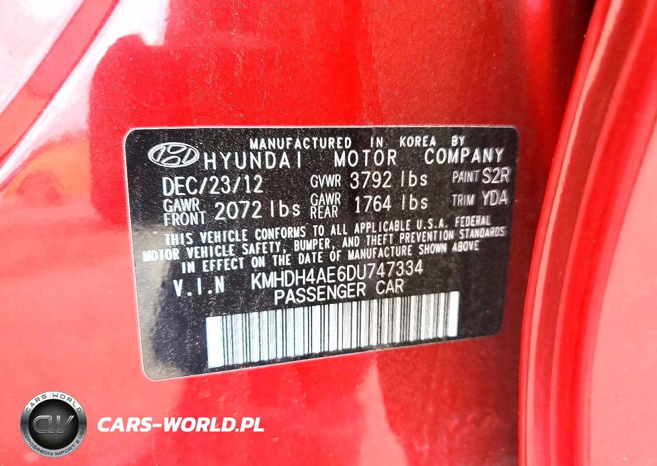 2013 Hyundai Elantra Gls VIN:KMHDH4AE6DU747334 - 12