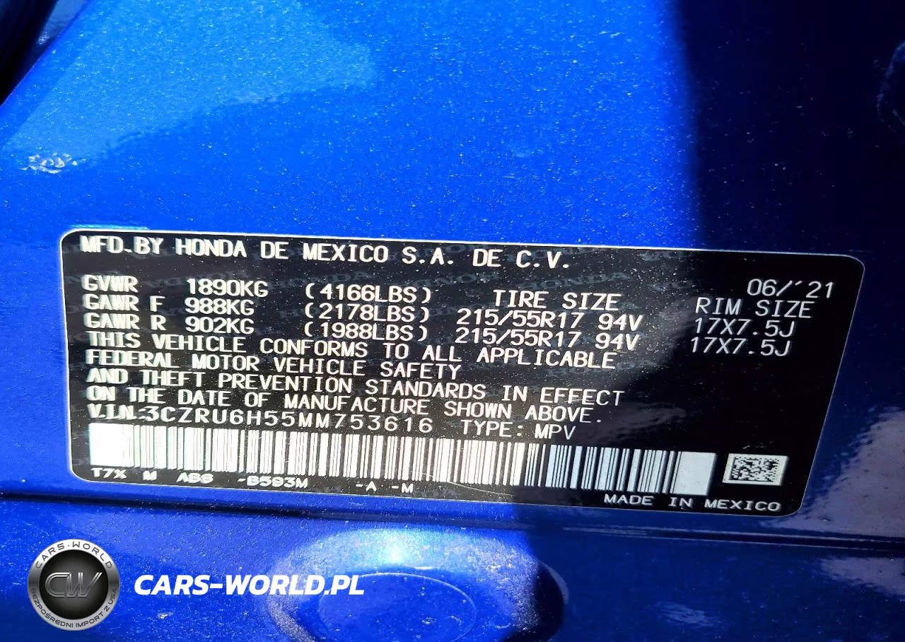 2021 Honda Hr-V Ex VIN:3CZRU6H55MM753616 - 12