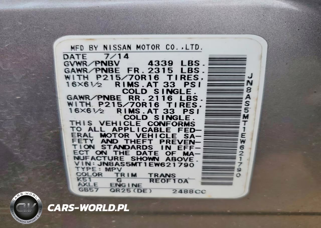 2015 Nissan Rogue Select VIN:JN8AS5MT1EW621790 - 13