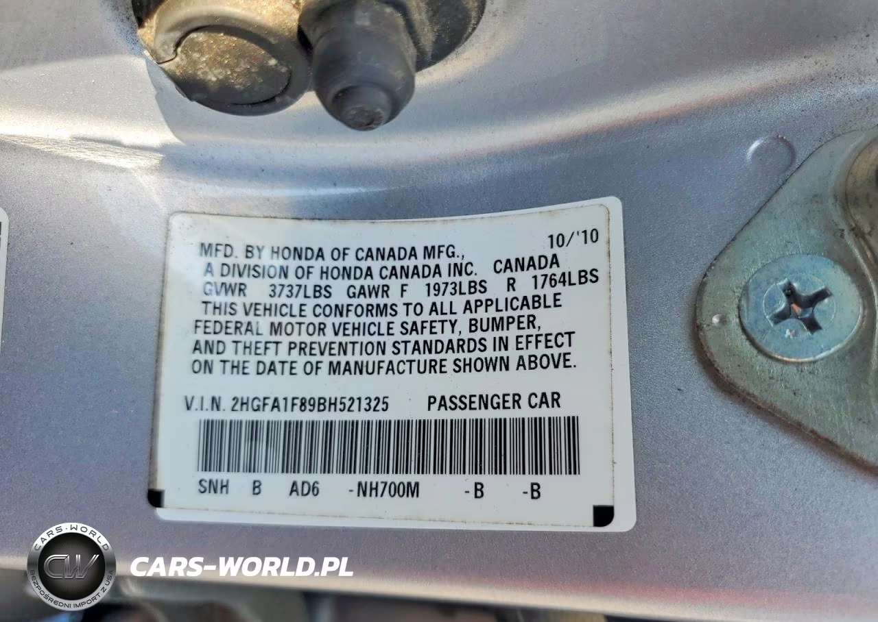 2011 Honda Civic Ex VIN:2HGFA1F89BH521325 - 12