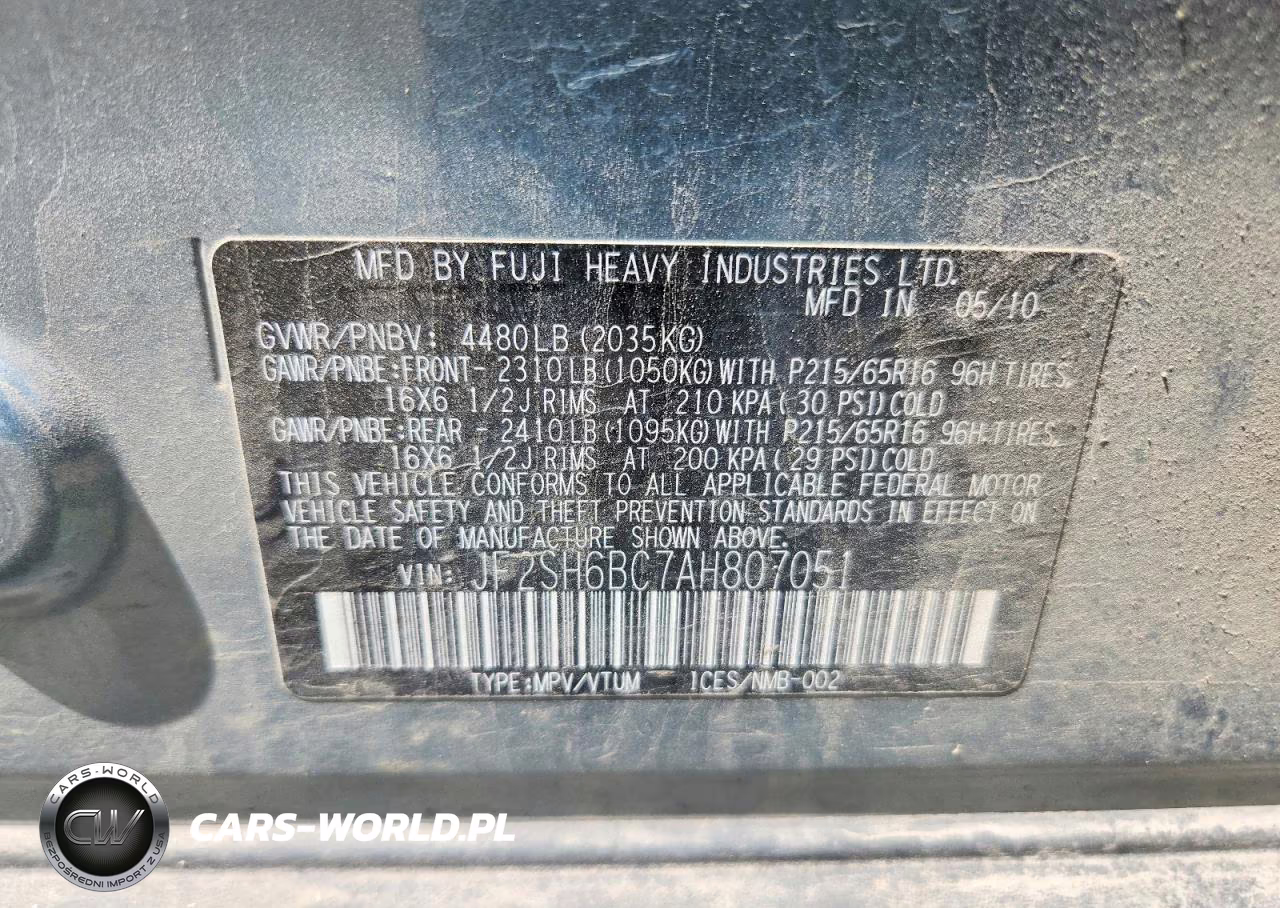 2010 Subaru Forester Xs VIN:JF2SH6BC7AH807051 - 12