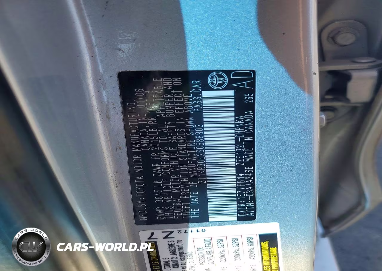 2006 Toyota Corolla Matrix Xr VIN:2T1KR30E26C588803 - 12