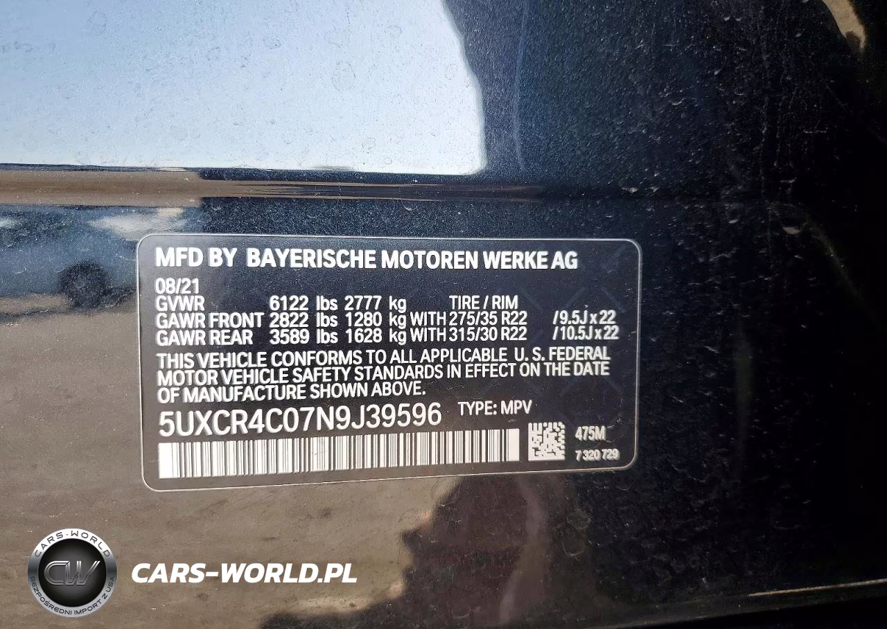 2022 BMW X5 Sdrive 40I VIN:5UXCR4C07N9J39596 - 13