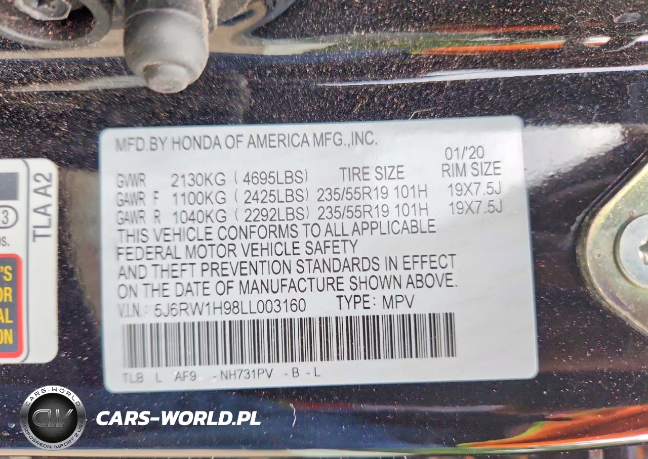 2020 Honda Cr-V Touring VIN:5J6RW1H98LL003160 - 12