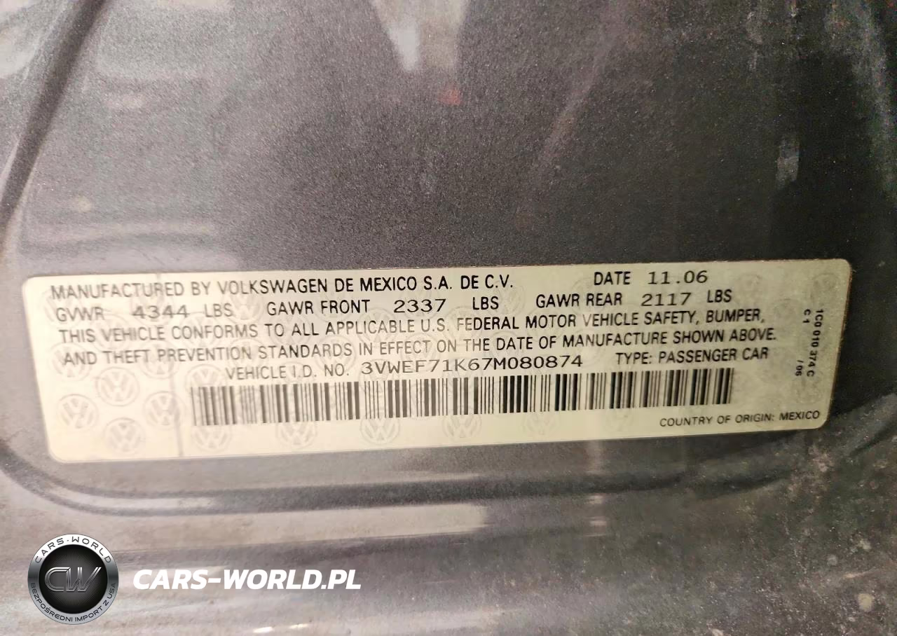 2007 Volkswagen Jetta Wolfsburg VIN:3VWEF71K67M080874 - 12