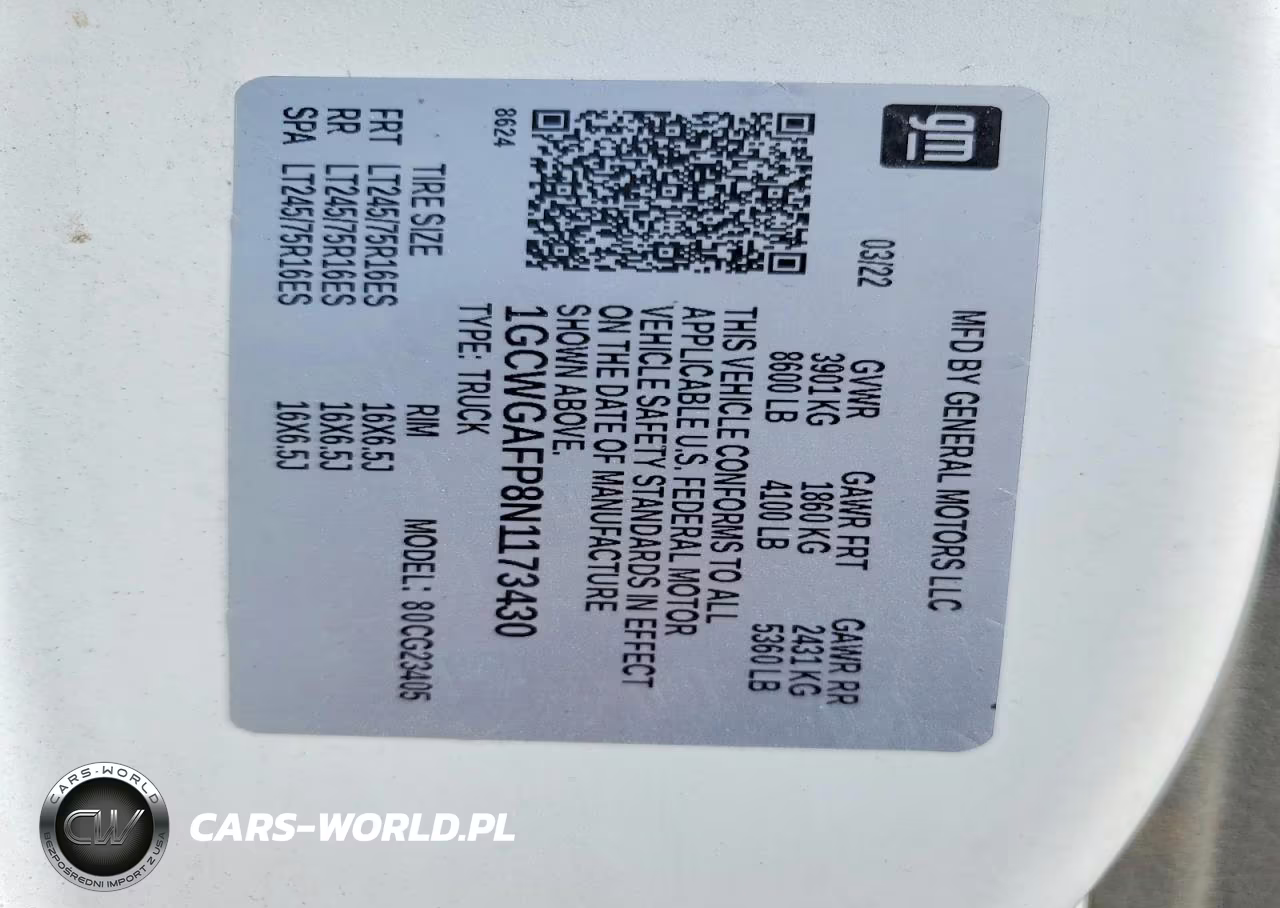 2022 Chevrolet Express G2500 VIN:1GCWGAFP8N1173430 - 13