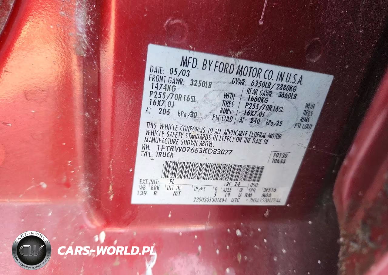 2003 Ford F150 Supercrew VIN:1FTRW07663KD83077 - 12