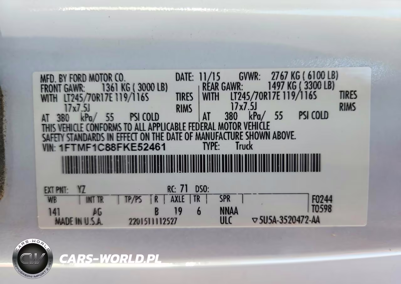 2015 Ford F150 VIN:1FTMF1C88FKE52461 - 13