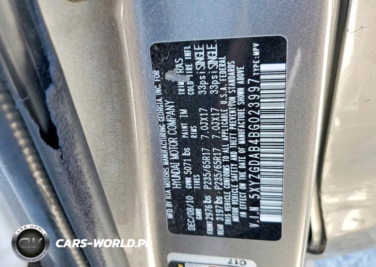 2011 Hyundai Santa Fe Gls VIN:5XYZGDAB4BG023997 - 13