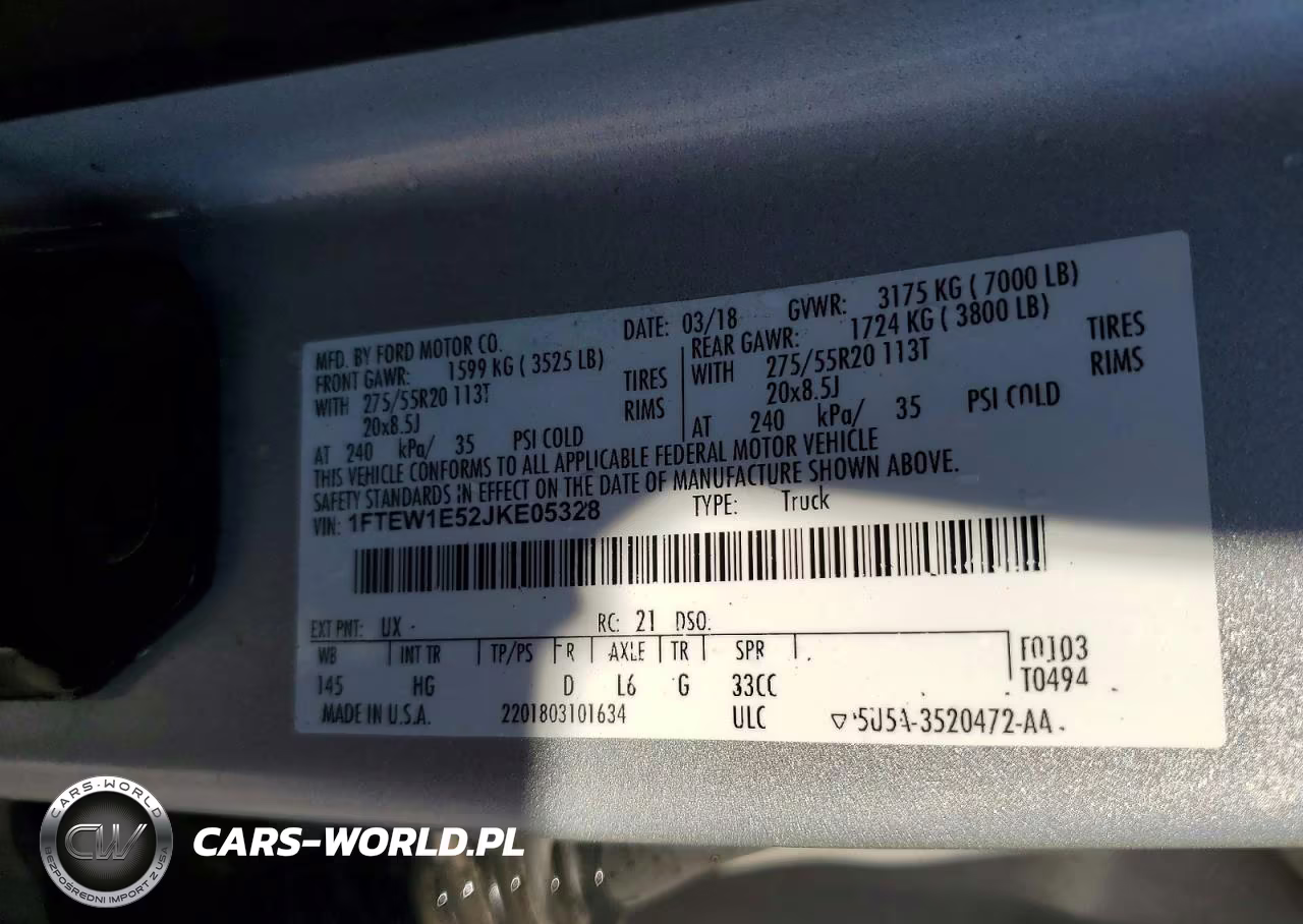 2018 Ford F150 VIN:1FTEW1E52JKE05328 - 12