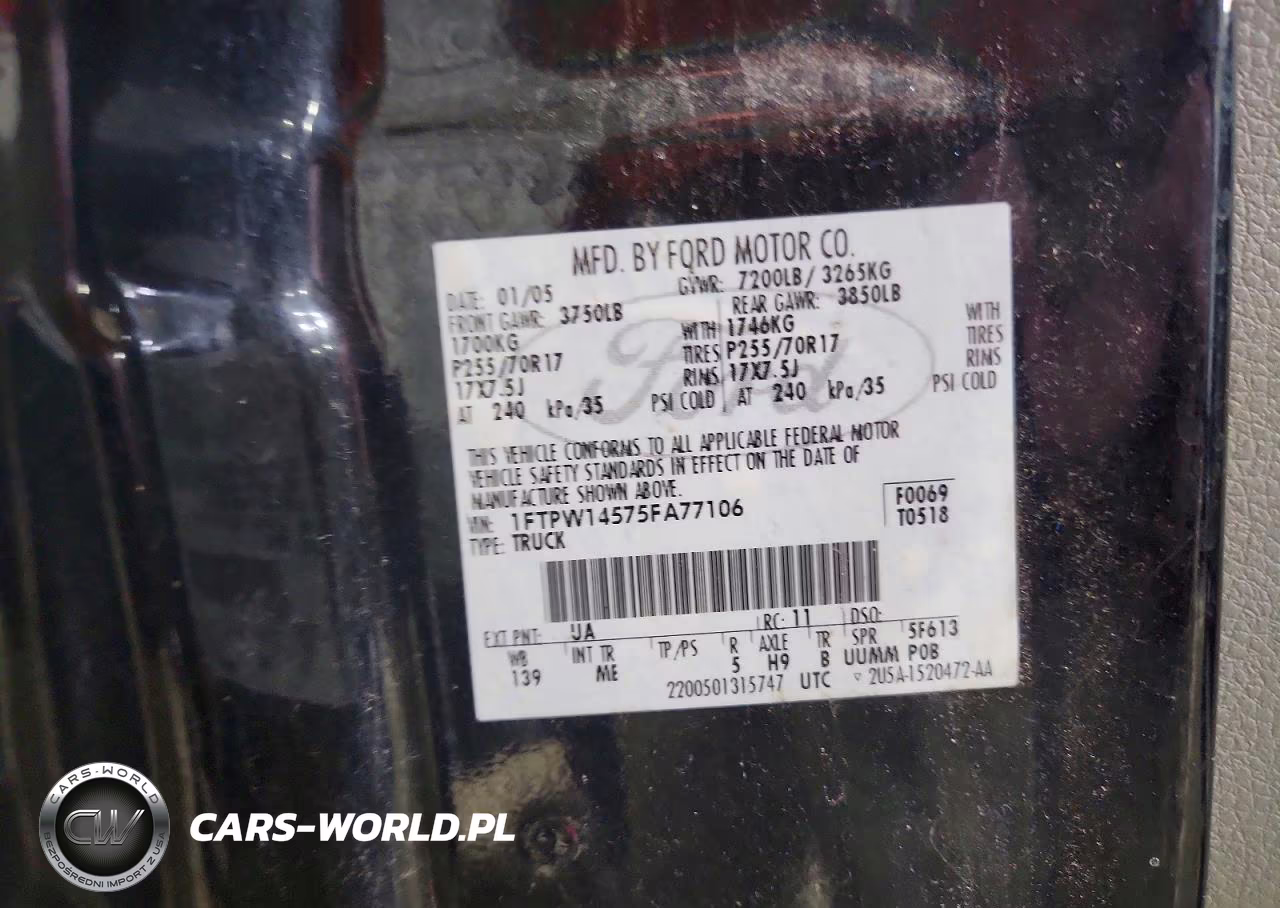 2005 Ford F150 VIN:1FTPW14575FA77106 - 12
