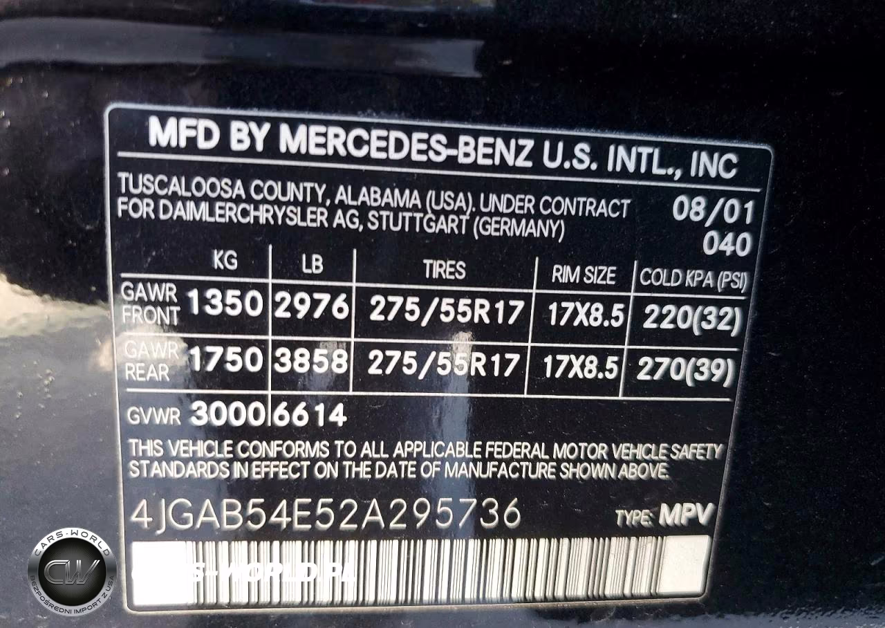 2002 Mercedes-Benz Ml 320 VIN:4JGAB54E52A295736 - 13