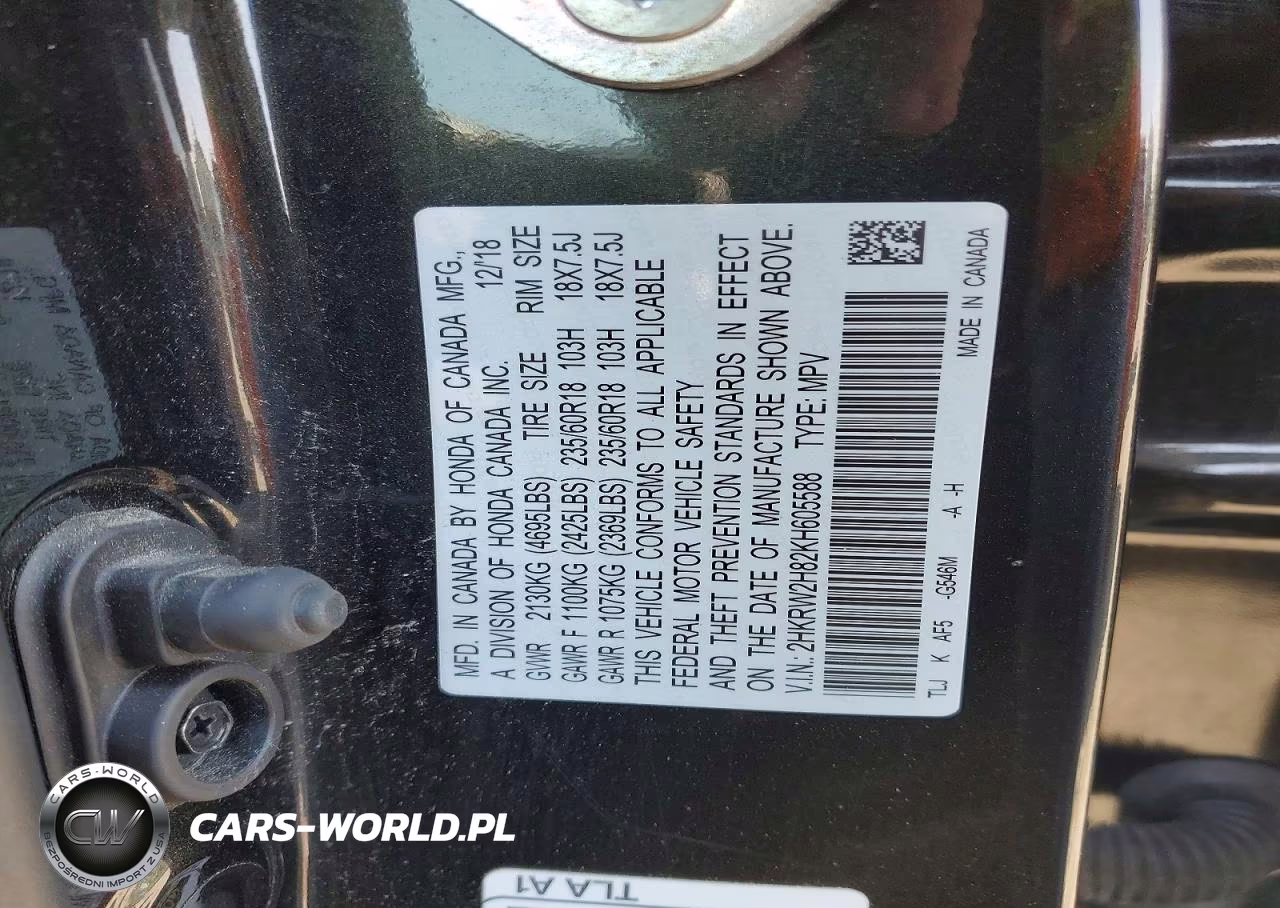 2019 Honda Cr-V Exl VIN:2HKRW2H82KH605588 - 14
