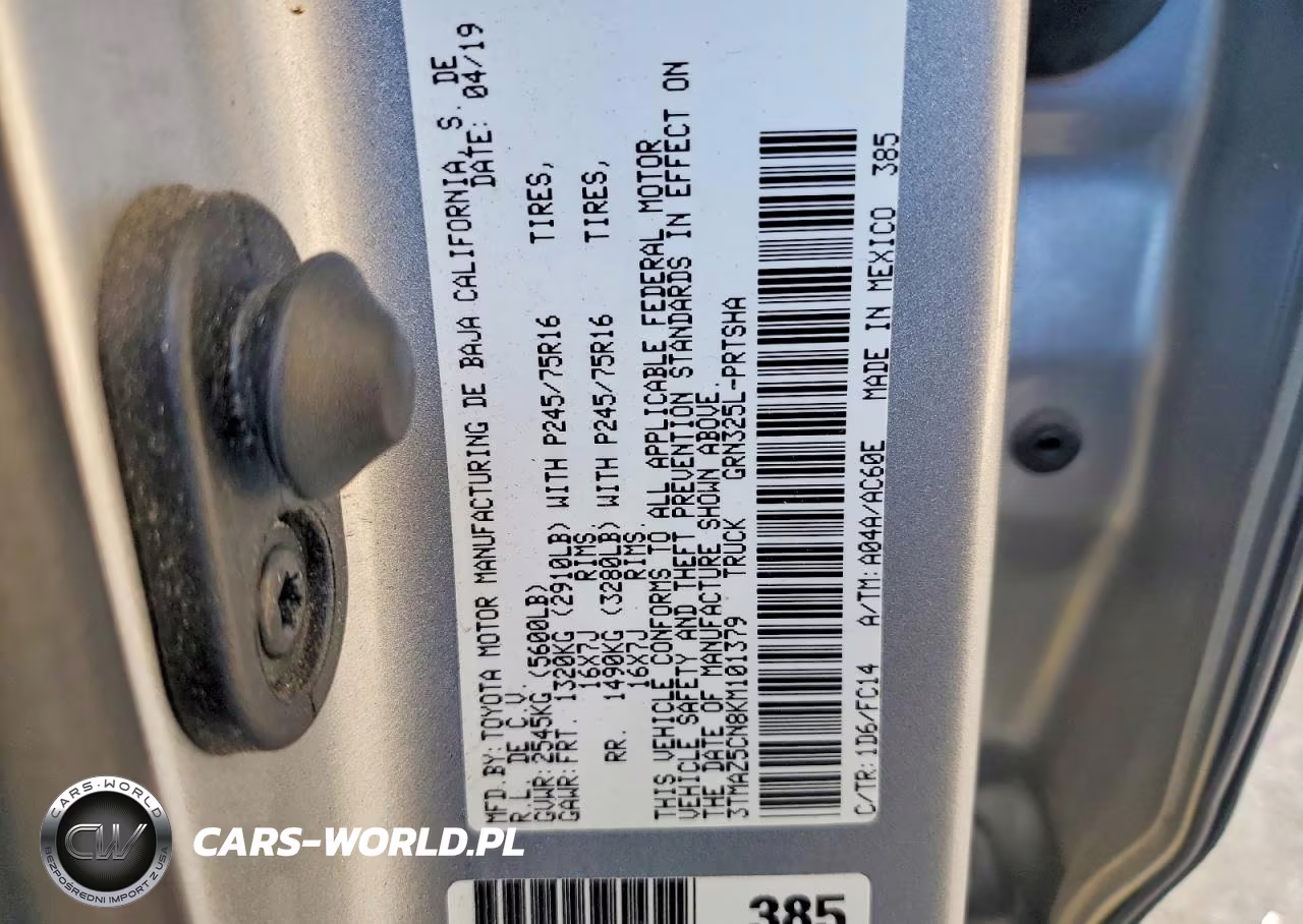 2019 Toyota Tacoma Sr5 V6 VIN:3TMAZ5CN8KM101379 - 12