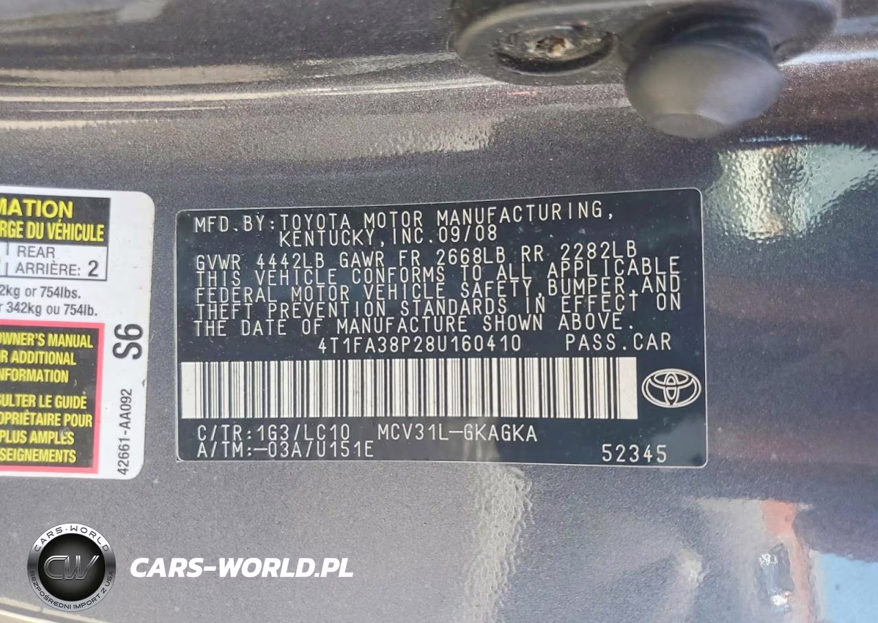 2008 Toyota Camry Solara Sle V6 VIN:4T1FA38P28U160410 - 12