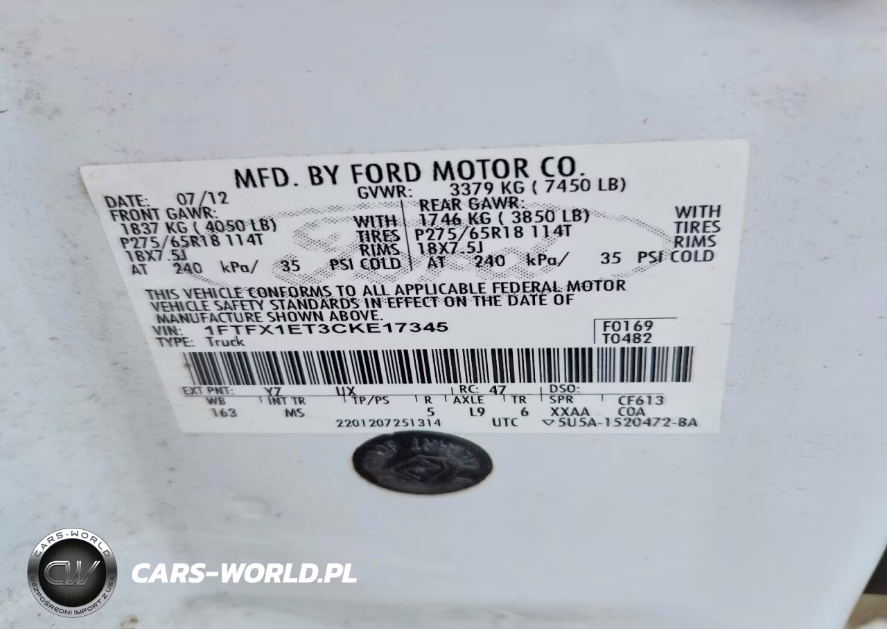 2012 Ford F150 Super Cab VIN:1FTFX1ET3CKE17345 - 12