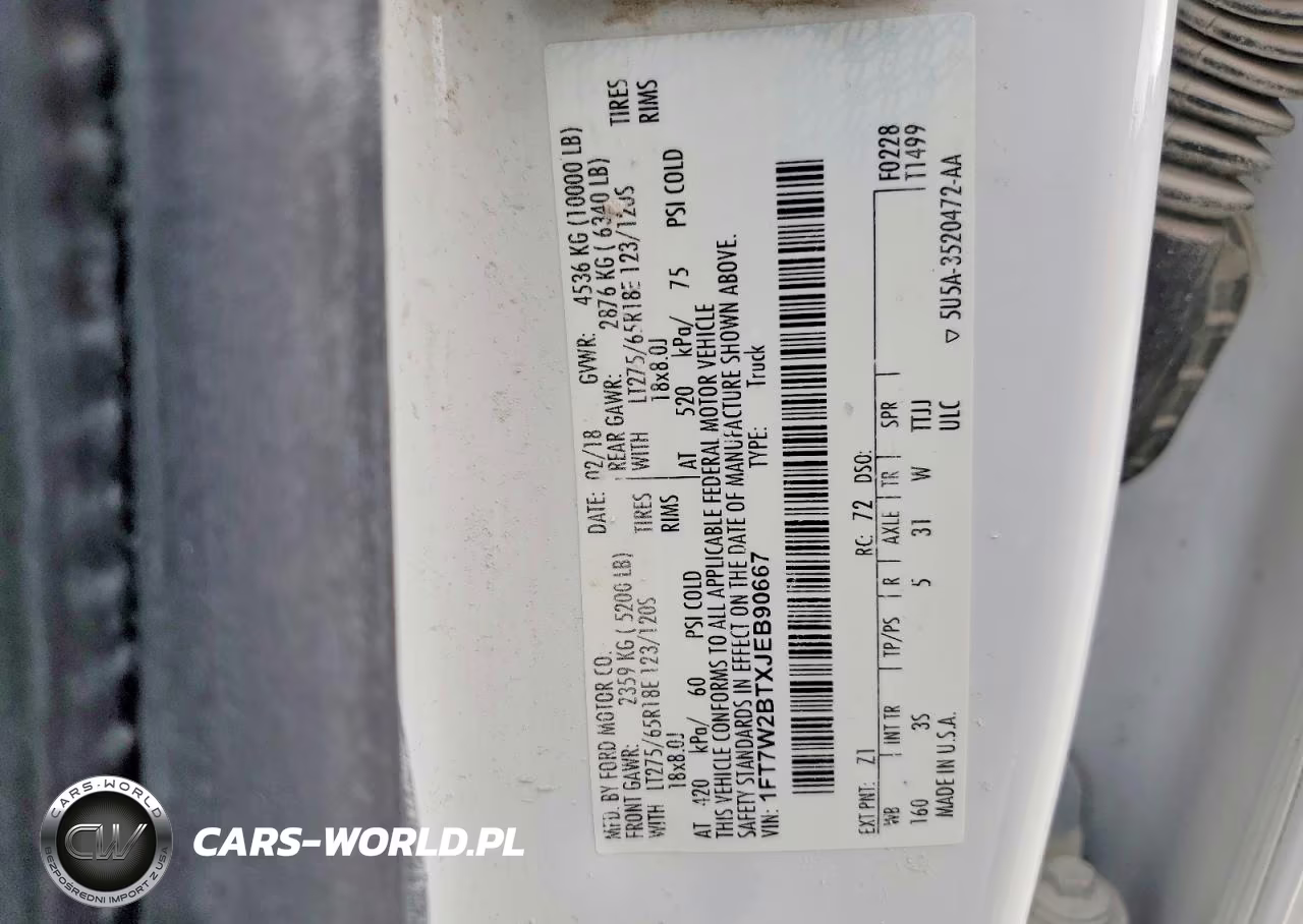 2018 Ford F250 Super Duty VIN:1FT7W2BTXJEB90667 - 12