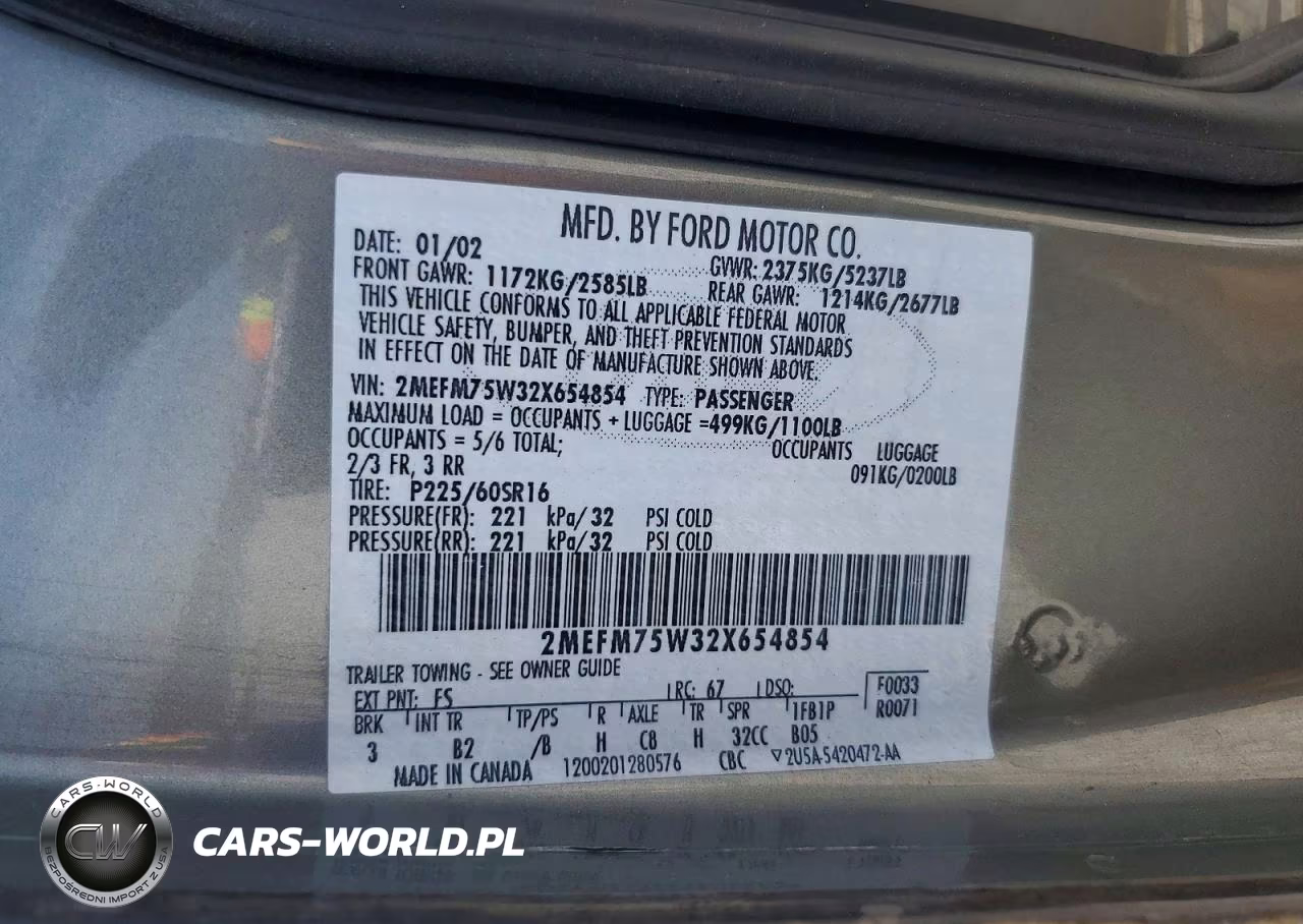 2002 Mercury Grand Marquis Ls VIN:2MEFM75W32X654854 - 12