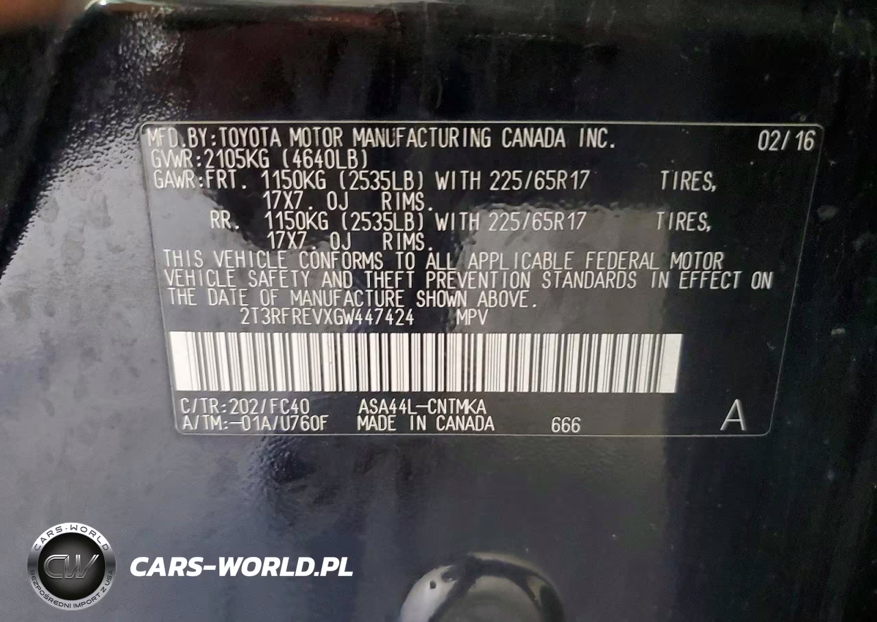 2016 Toyota Rav4 Xle VIN:2T3RFREVXGW447424 - 14