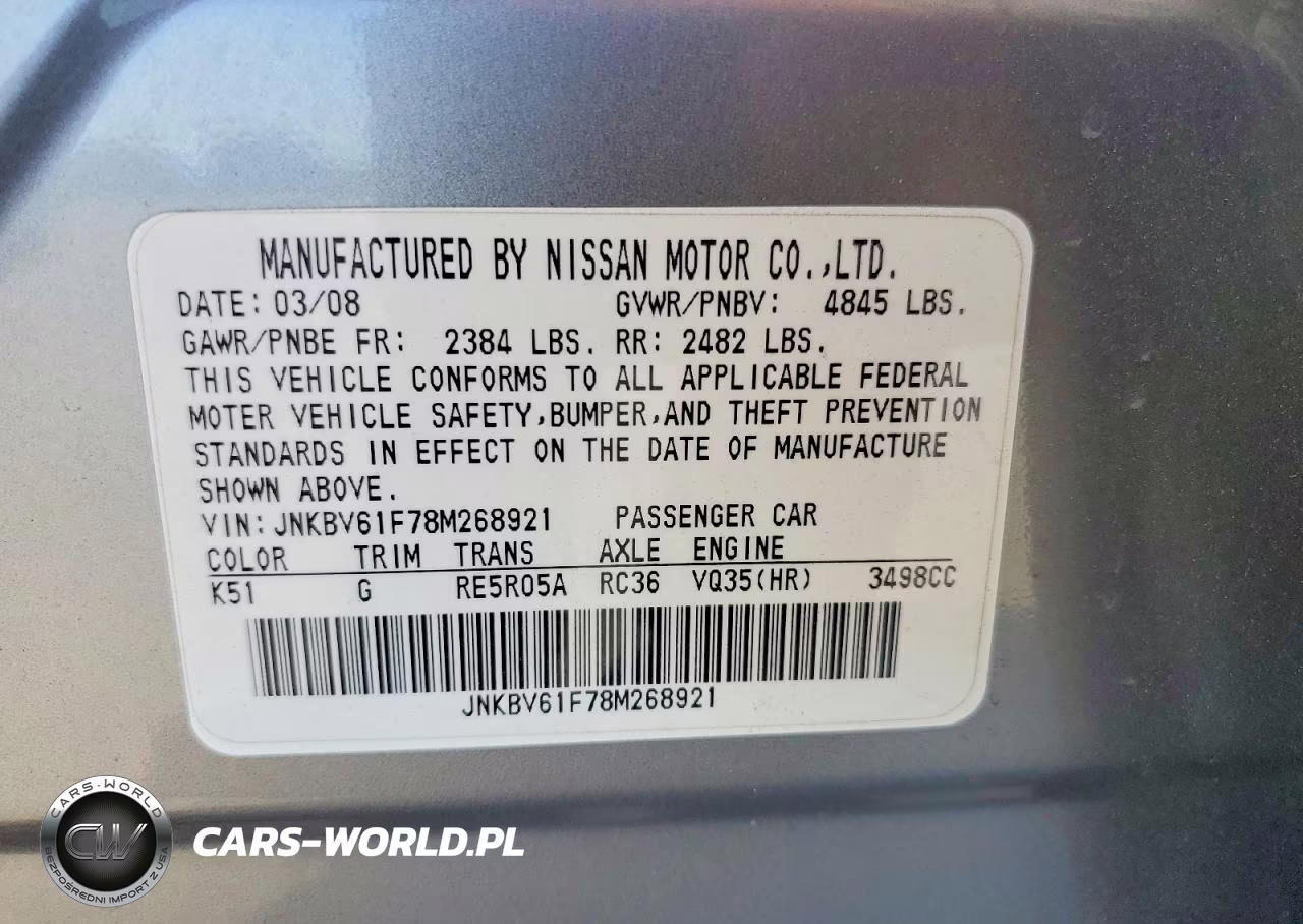 2008 Infiniti G35 X VIN:JNKBV61F78M268921 - 12