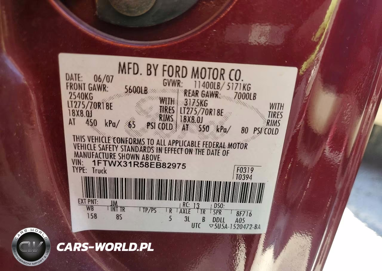 2008 Ford F350 Srw Super Duty VIN:1FTWX31R58EB82975 - 12