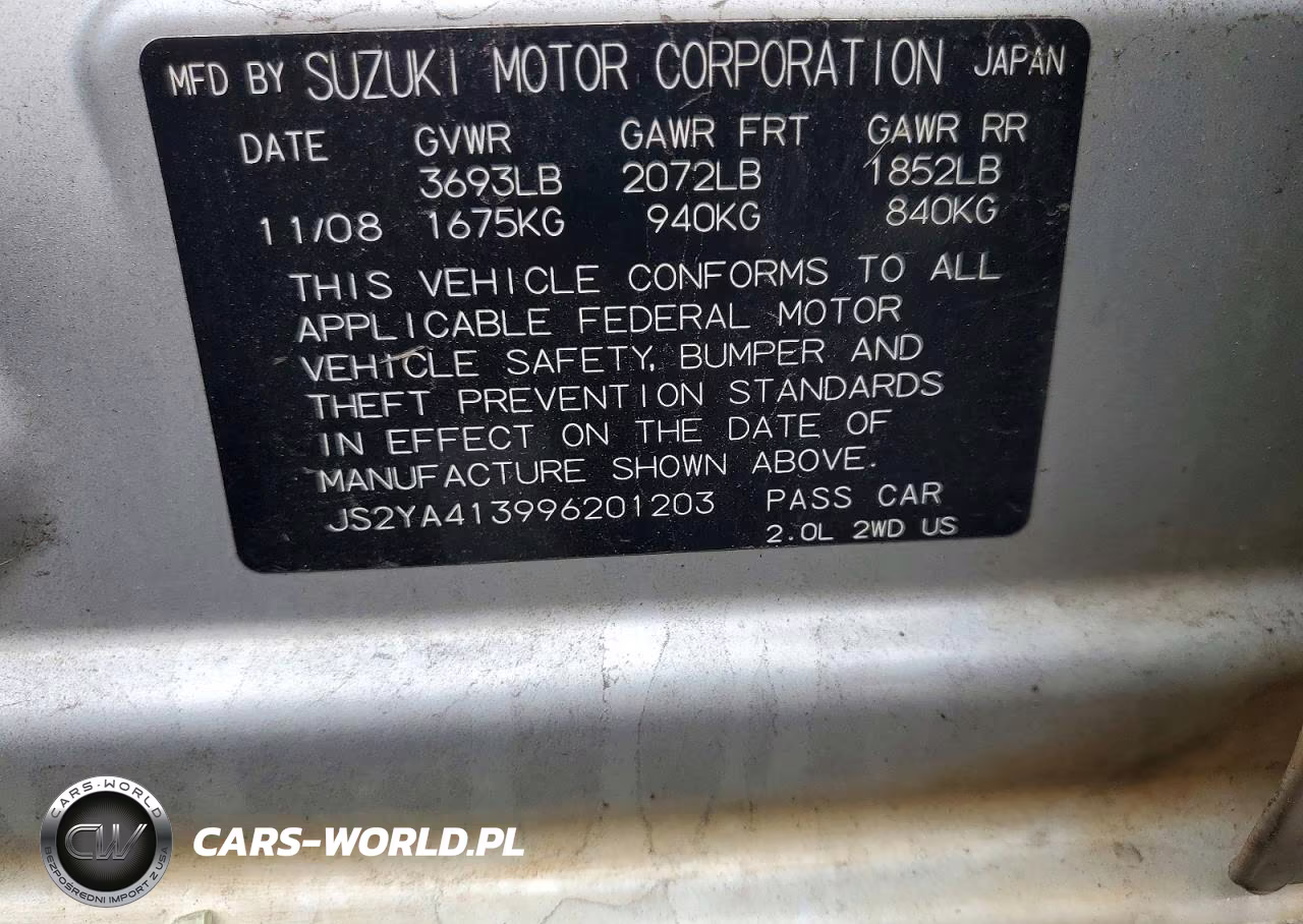 2009 Suzuki Sx4 VIN:JS2YA413996201203 - 12
