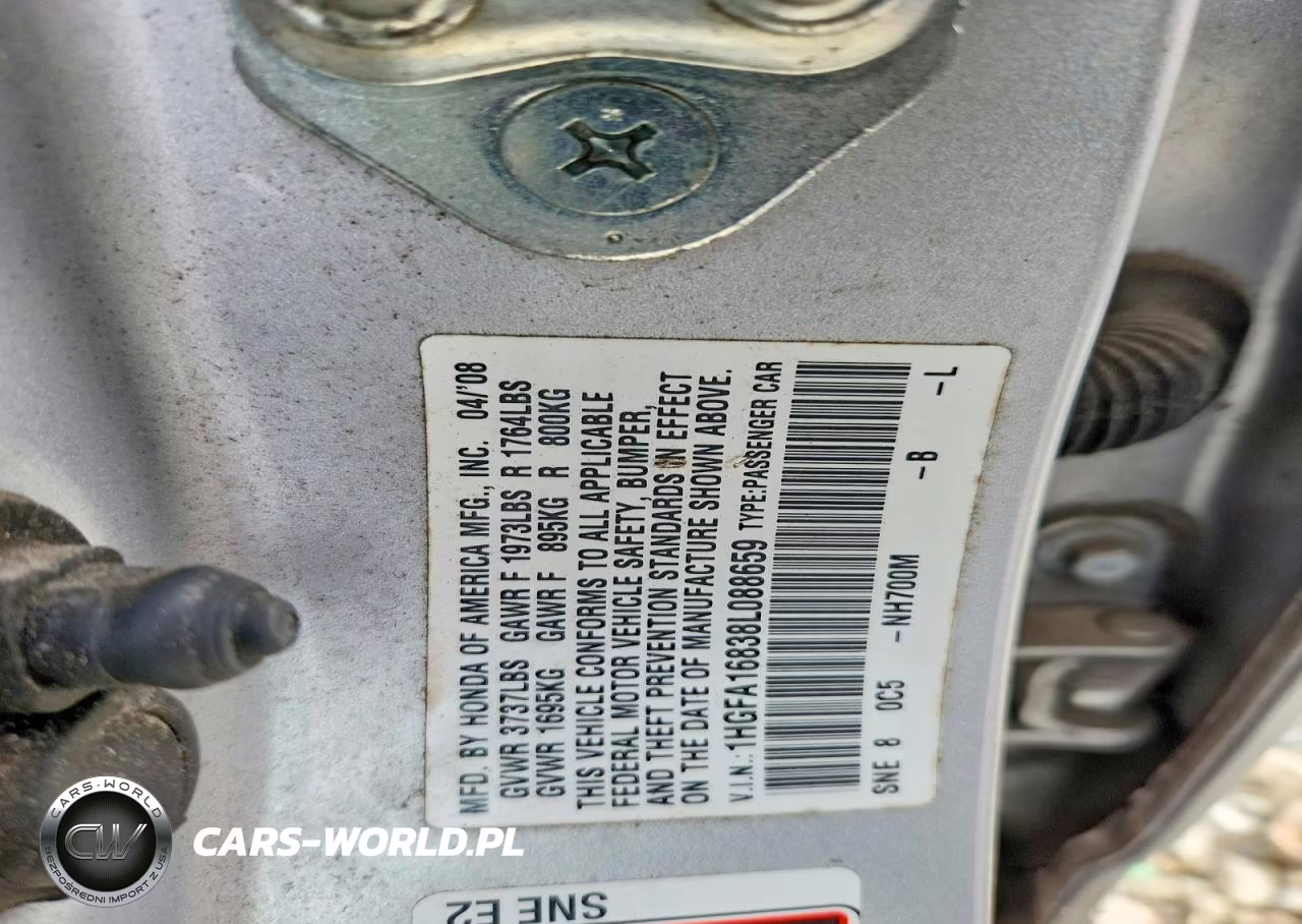 2008 Honda Civic Ex VIN:1HGFA16838L088659 - 13