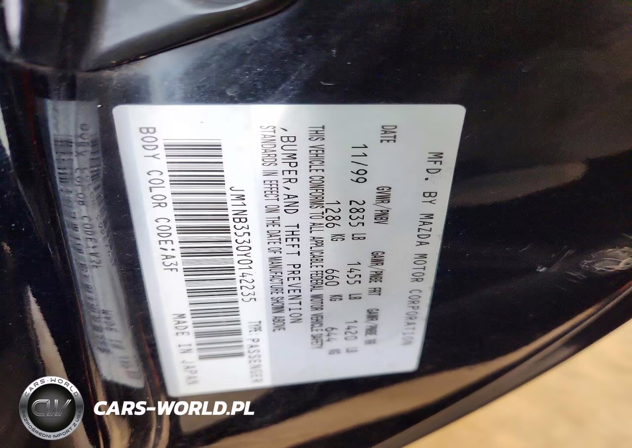 2000 Mazda Mx-5 Miata Base VIN:JM1NB3530Y0142235 - 13