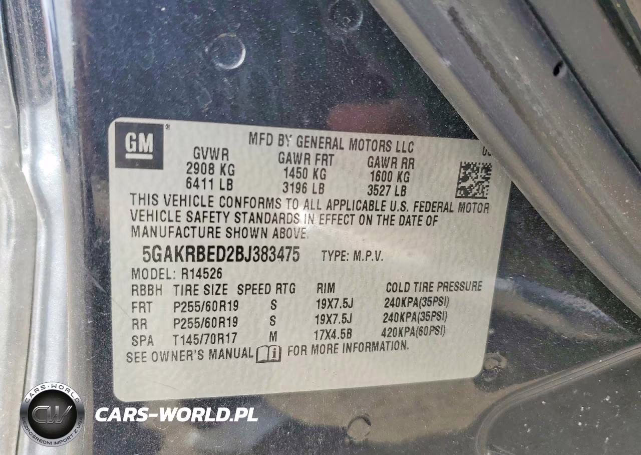 2011 Buick Enclave Cxl VIN:5GAKRBED2BJ383475 - 13