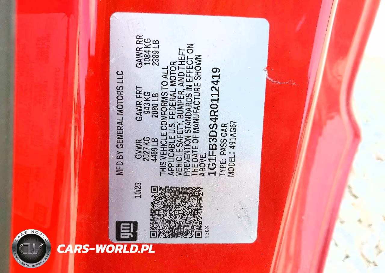 2024 Chevrolet Camaro Ls VIN:1G1FB3DS4R0112419 - 12