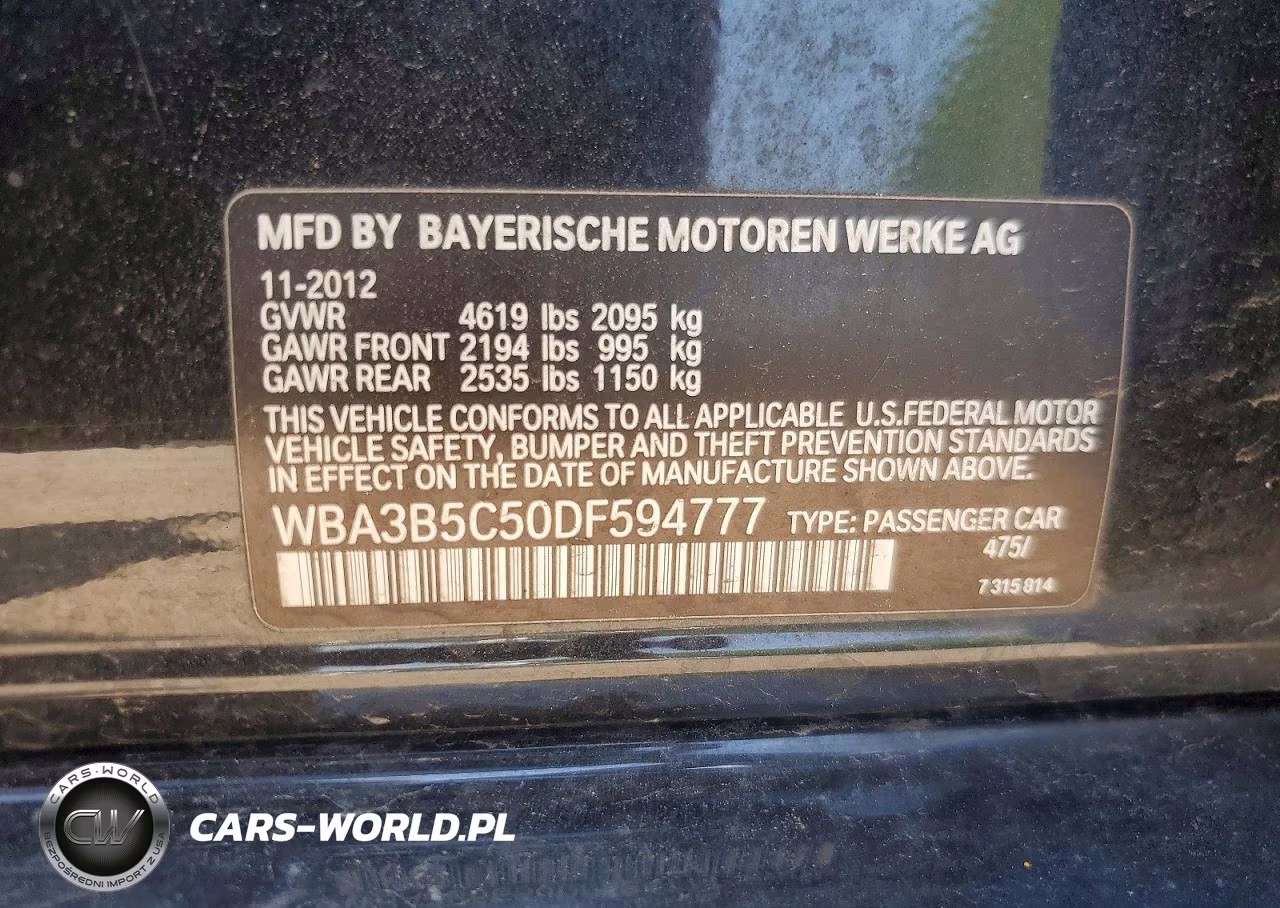2013 BMW 328 Xi Sulev VIN:WBA3B5C50DF594777 - 12