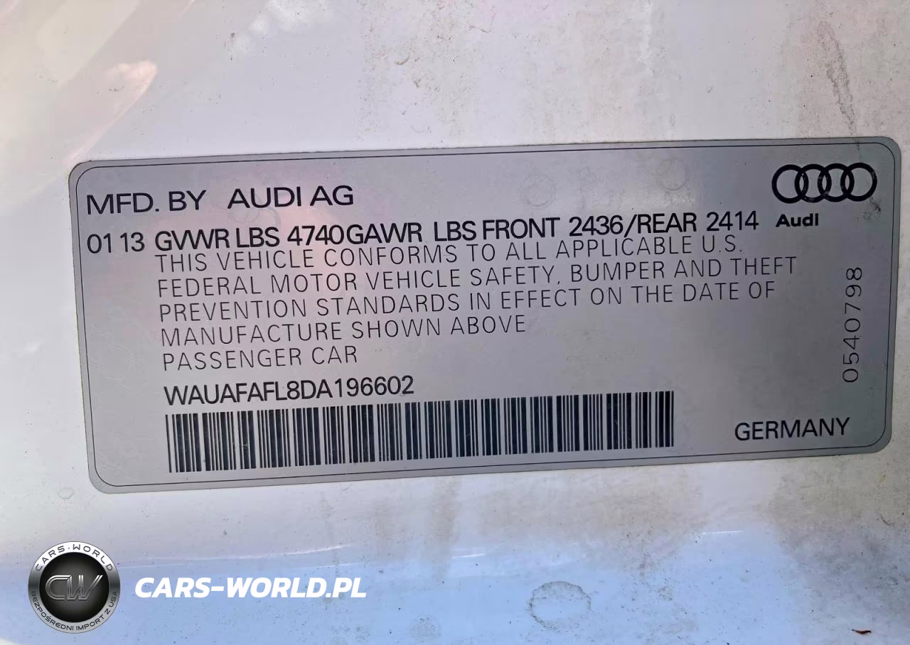 2013 Audi A4 Premium VIN:WAUAFAFL8DA196602 - 10