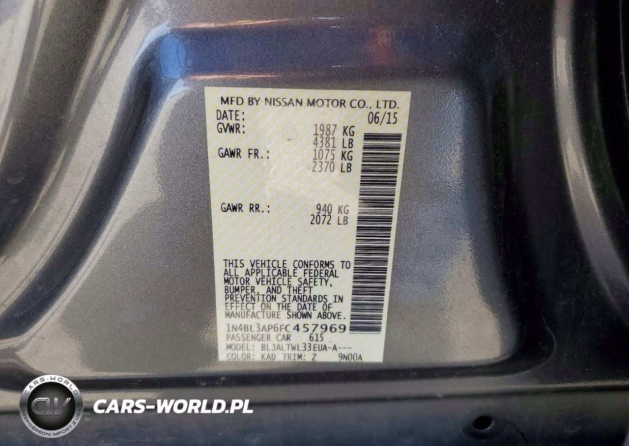 2015 Nissan Altima 3.5 Sl VIN:1N4BL3AP6FC457969 - 12