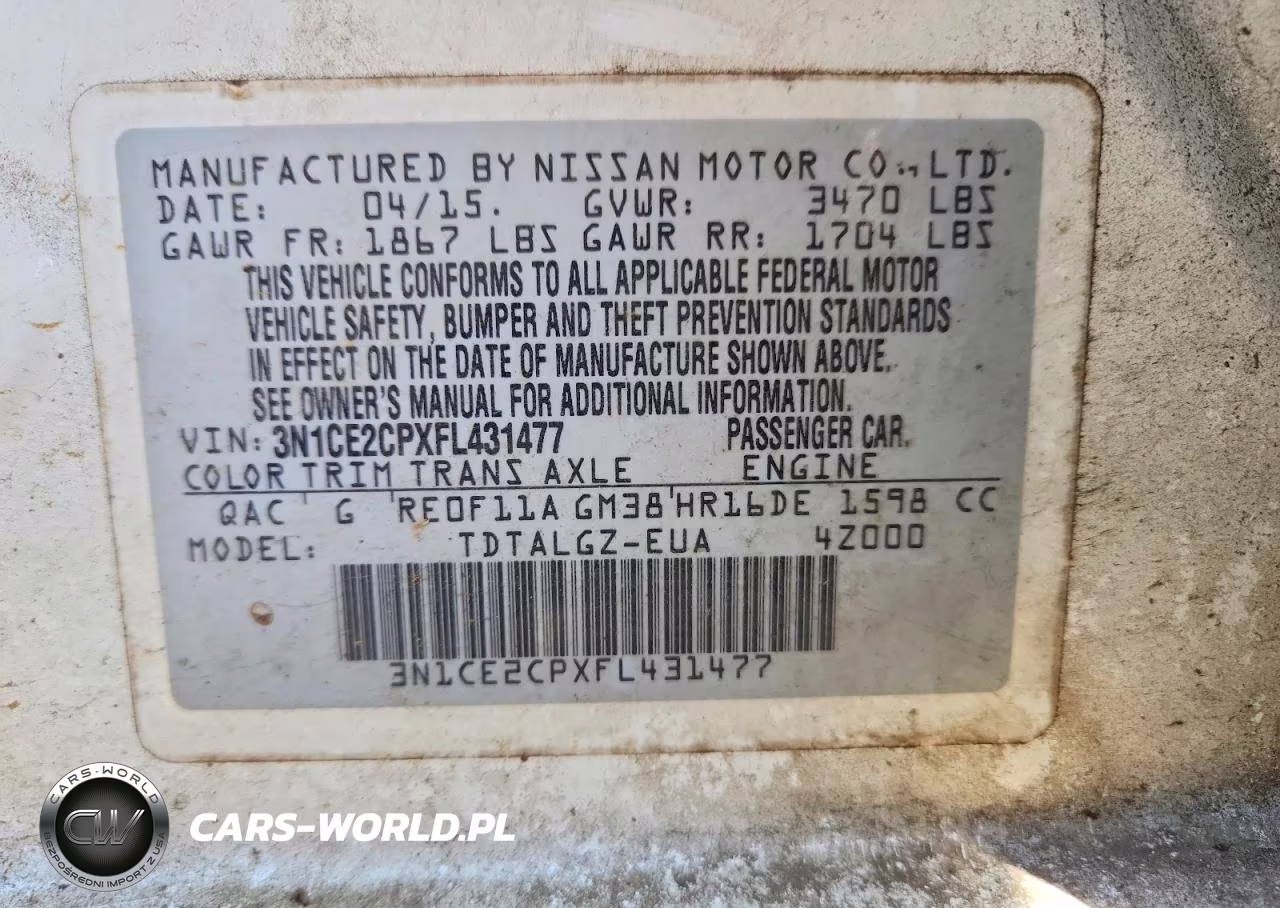 2015 Nissan Versa Note Sr VIN:3N1CE2CPXFL431477 - 12