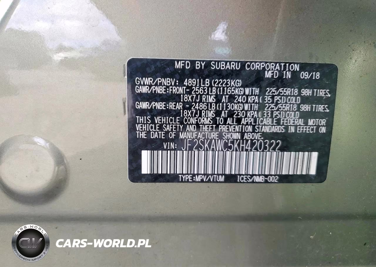 2019 Subaru Forester Touring VIN:JF2SKAWC5KH420322 - 12