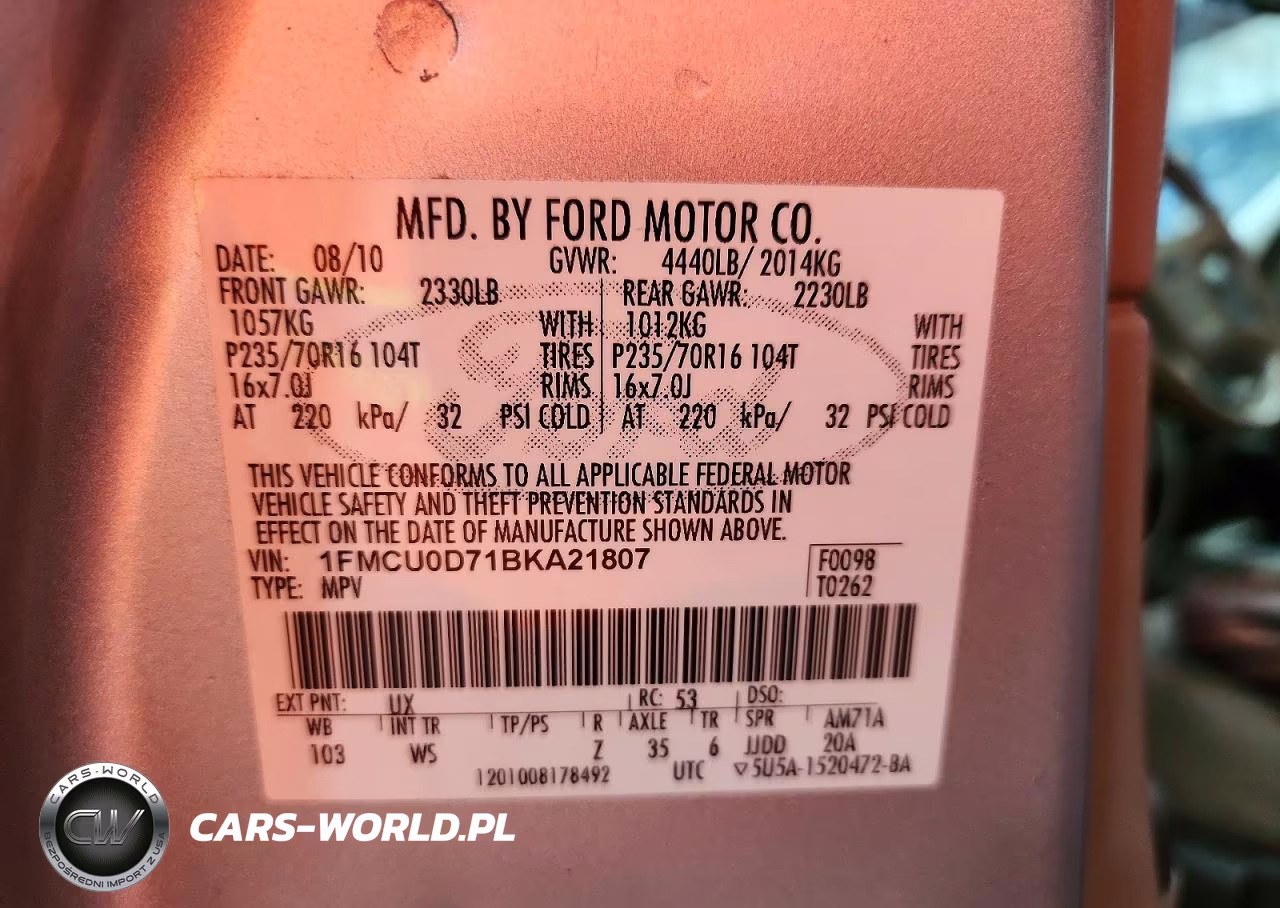 2011 Ford Escape Xlt VIN:1FMCU0D71BKA21807 - 12