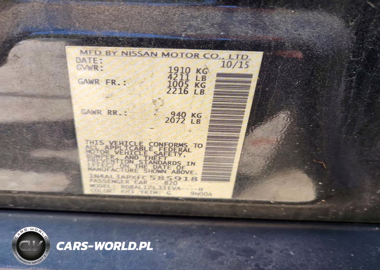 2015 Nissan Altima 2.5 Sv VIN:1N4AL3APXFC585918 - 12