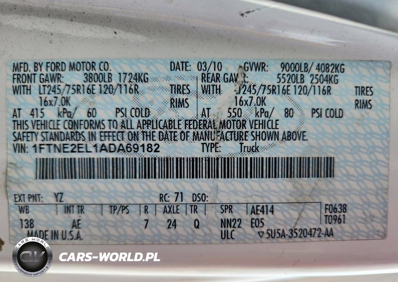 2010 Ford E250 Delivery Van VIN:1FTNE2EL1ADA69182 - 12