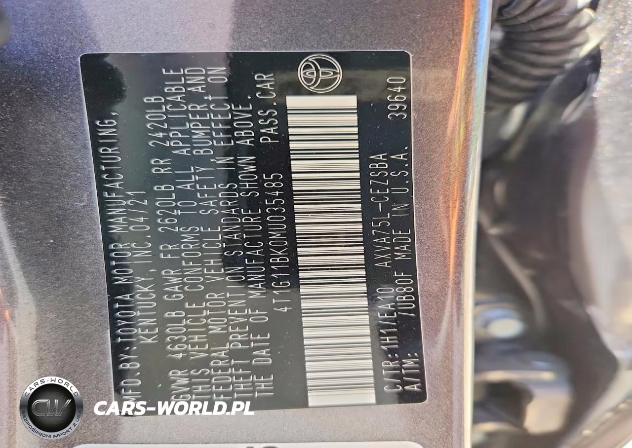 2021 Toyota Camry Se VIN:4T1G11BK0MU035485 - 12