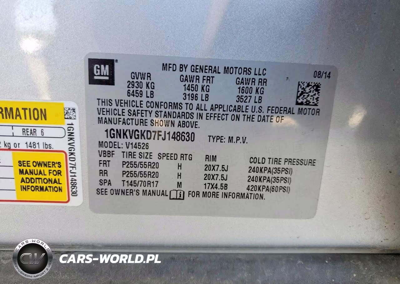 2015 Chevrolet Traverse Lt VIN:1GNKVGKD7FJ148630 - 13