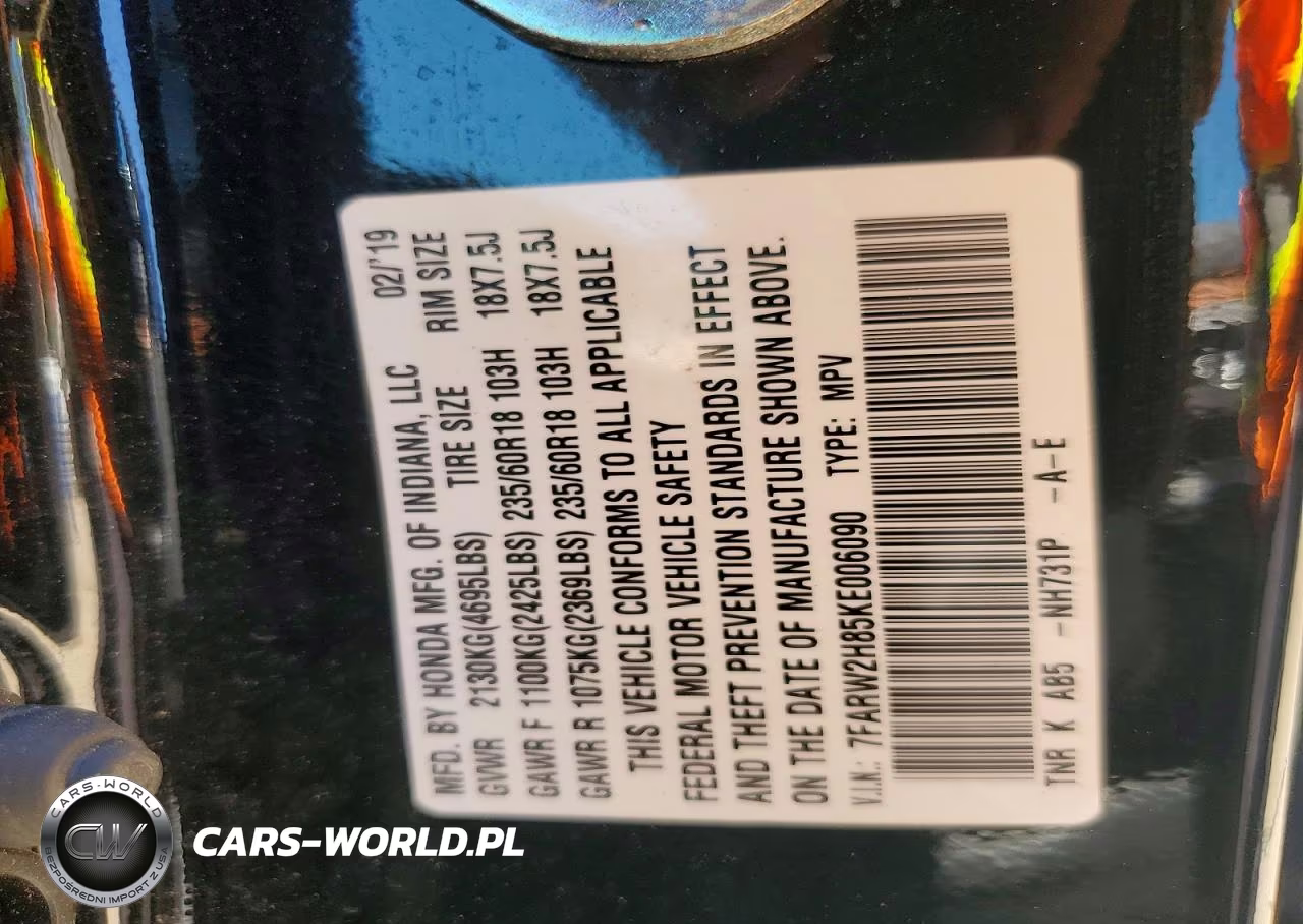 2019 Honda Cr-V Exl VIN:7FARW2H85KE006090 - 13
