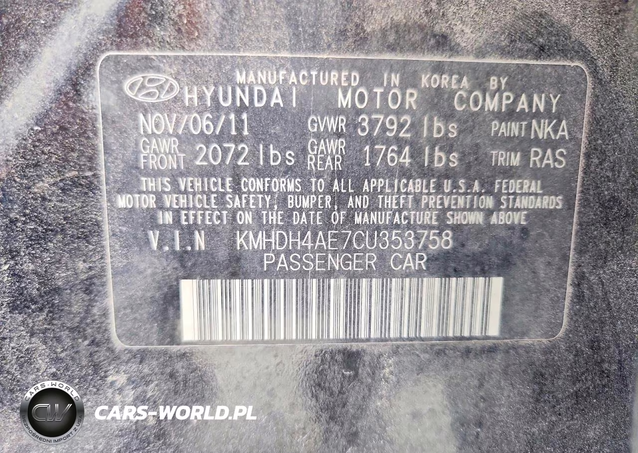 2012 Hyundai Elantra Limited VIN:KMHDH4AE7CU353758 - 12