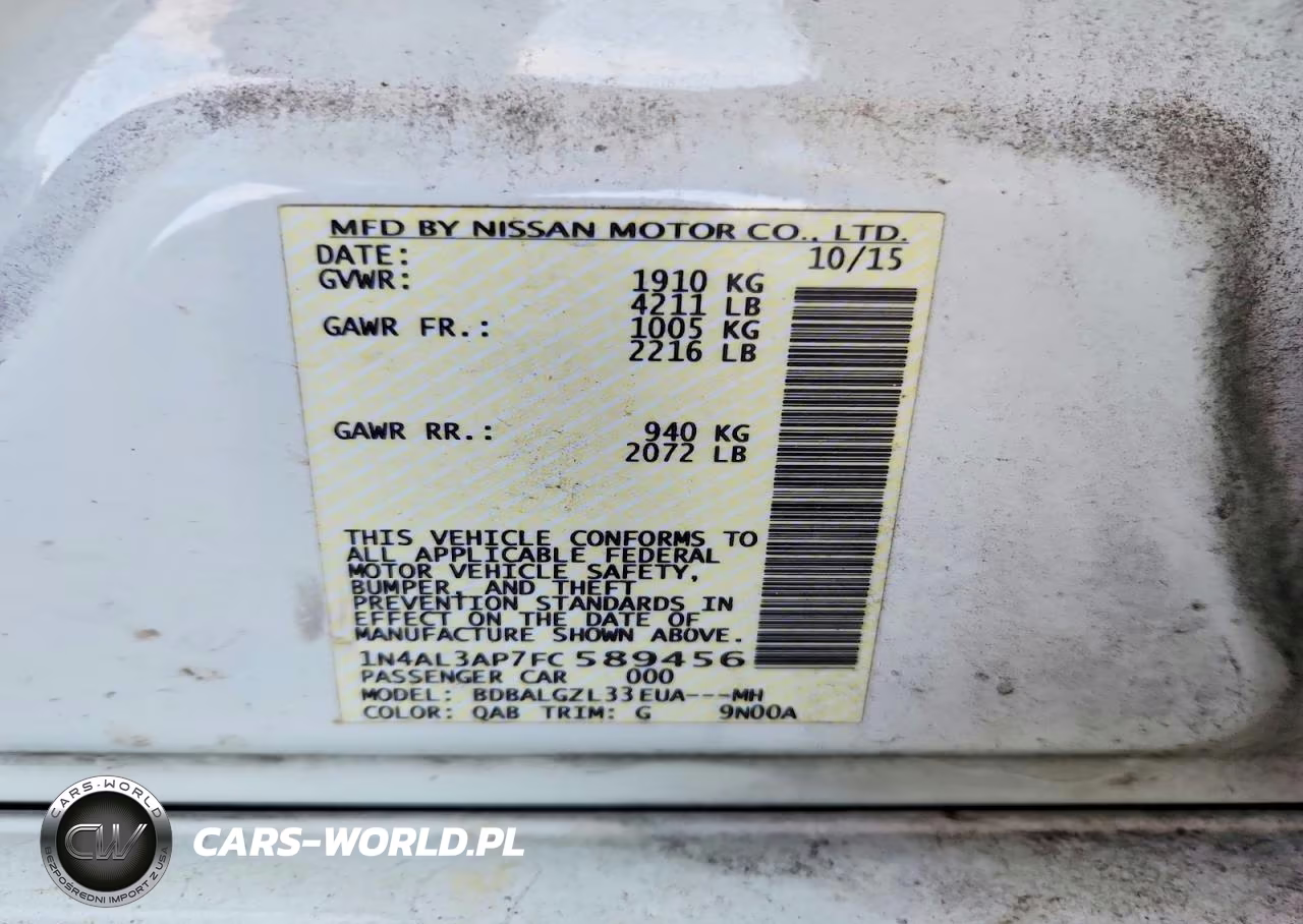 2015 Nissan Altima 2.5 S VIN:1N4AL3AP7FC589456 - 12