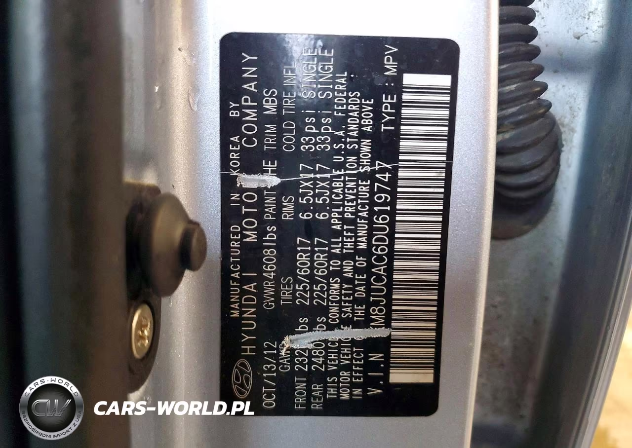 2013 Hyundai Tucson Gls VIN:KM8JUCAC6DU619747 - 12