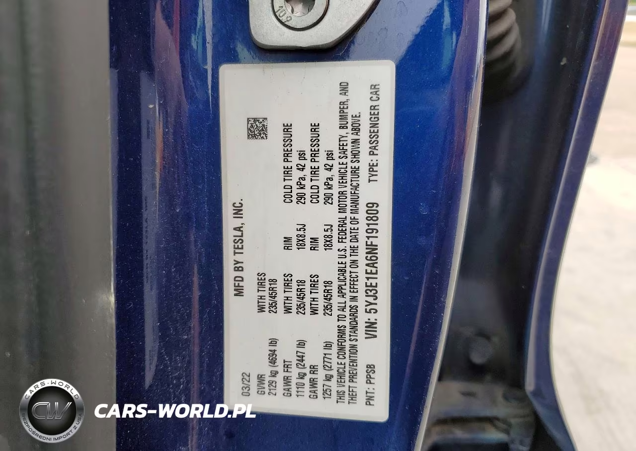 2022 Tesla Model 3 VIN:5YJ3E1EA6NF191809 - 13