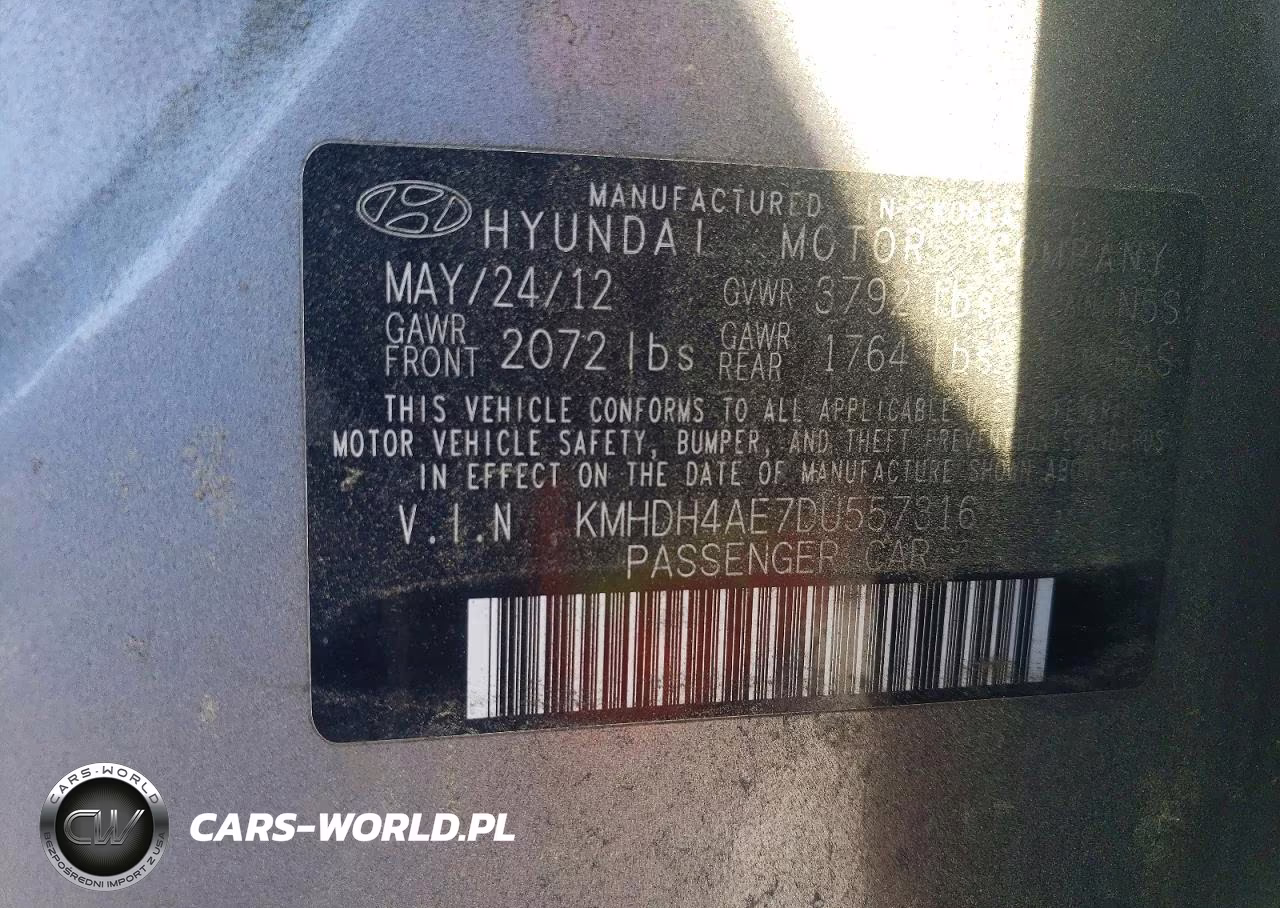 2013 Hyundai Elantra Gls VIN:KMHDH4AE7DU557316 - 12