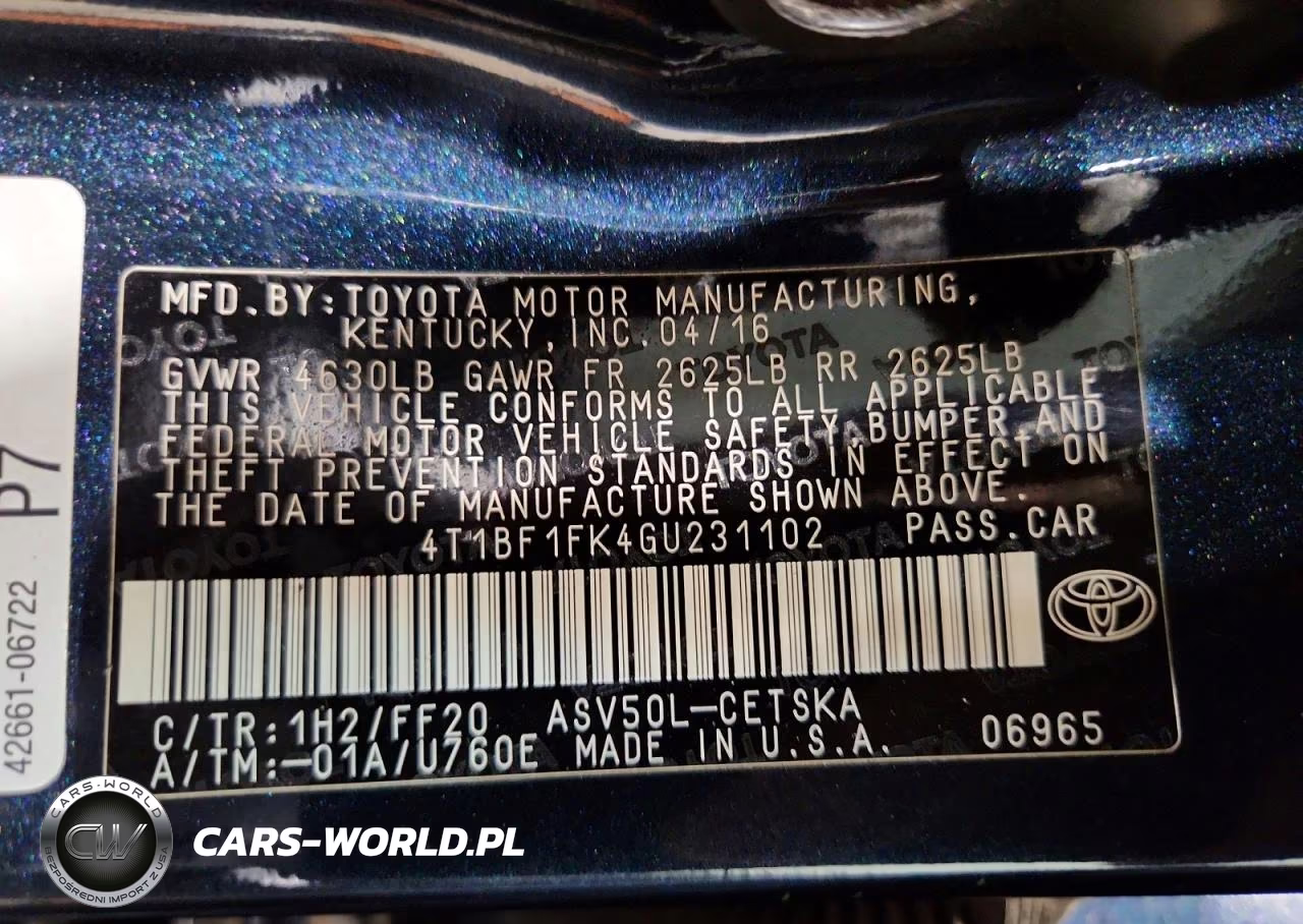 2016 Toyota Camry Se VIN:4T1BF1FK4GU231102 - 12