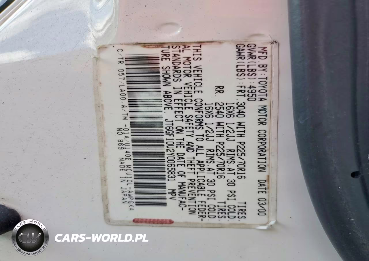 2000 Lexus Rx 300 VIN:JT6GF10U2Y0065831 - 13