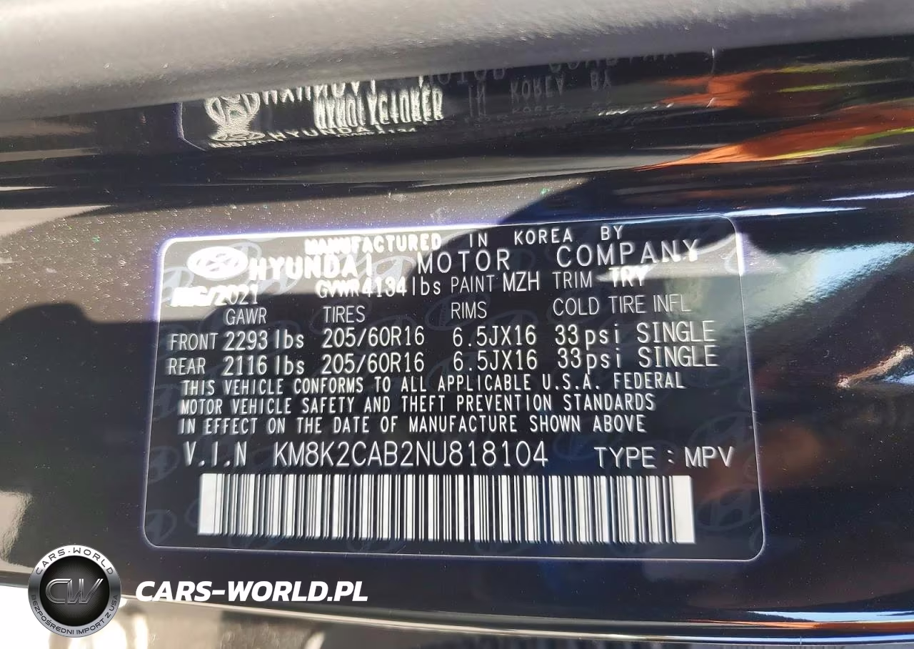 2022 Hyundai Kona Se VIN:KM8K2CAB2NU818104 - 14